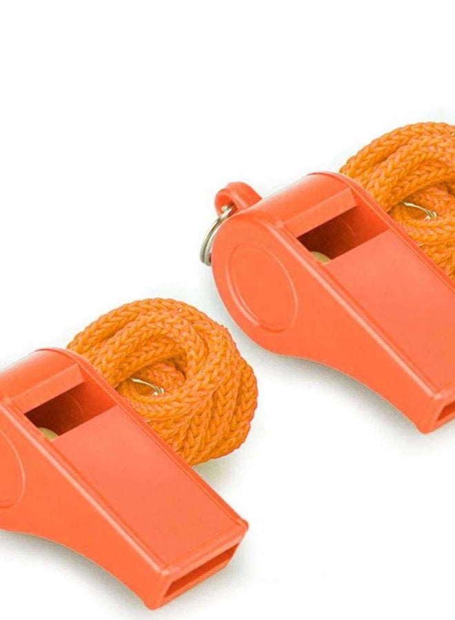 Hipat Emergency Whistle with Lanyard, Loud Crisp Sound Outdoor Whistle, 2PCS Orange Whistles Ideal for Camping, Hiking, Traveling, Self-Defense - Image 1