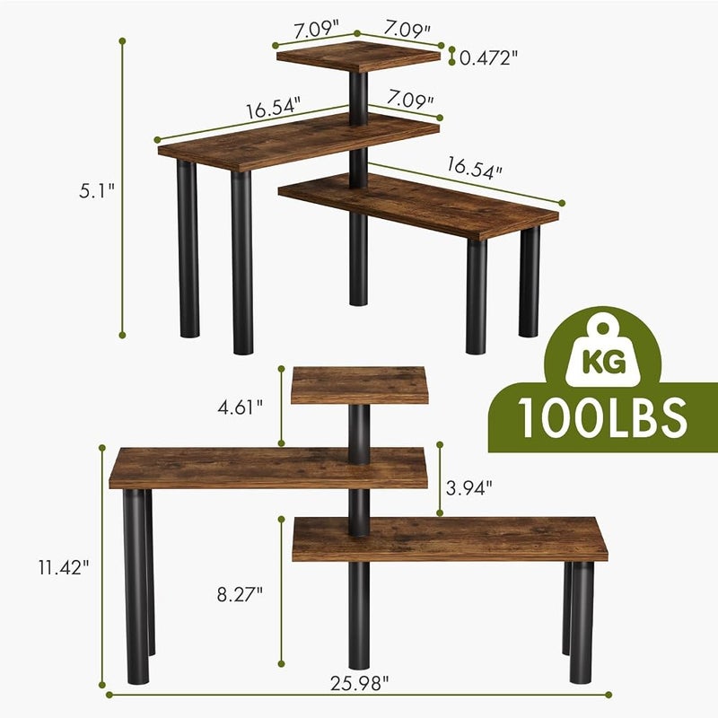 Bentifar 3 Tier Countertop Organizer Shelf, Wood-Grain Corner Spice Rack With Black Frame, Space-Saving Kitchen Counter Shelf For Coffee Bar, Bathroom Vanity, Office Pantry And Small Countertops - Image 2