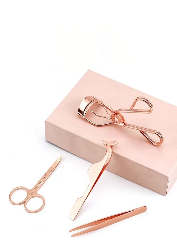 Generic 4 Pieces Eyelash Applicator Tool，False Eyelashes Applicator,Eyelashes Tool,Eyelashes Curlers,Curved Eyelash Curler(Rose Gold）  - Image 1