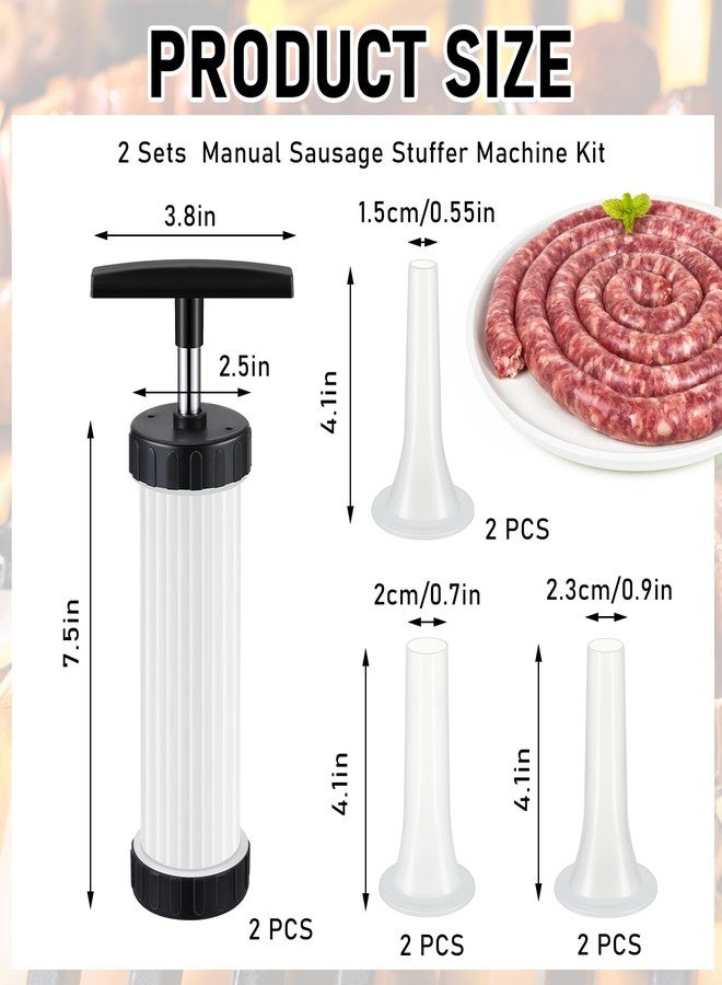 Threlaco 2 Set Sausage Stuffer, Plastic Meat Filler Funnel, Meat Stuffers Filler Sausage Press Filling Tools, Hot Dog Stuffer with 3 Size Filling Tubes for Holiday Christmas Household Use Camping Outdoor BBQ - Image 2