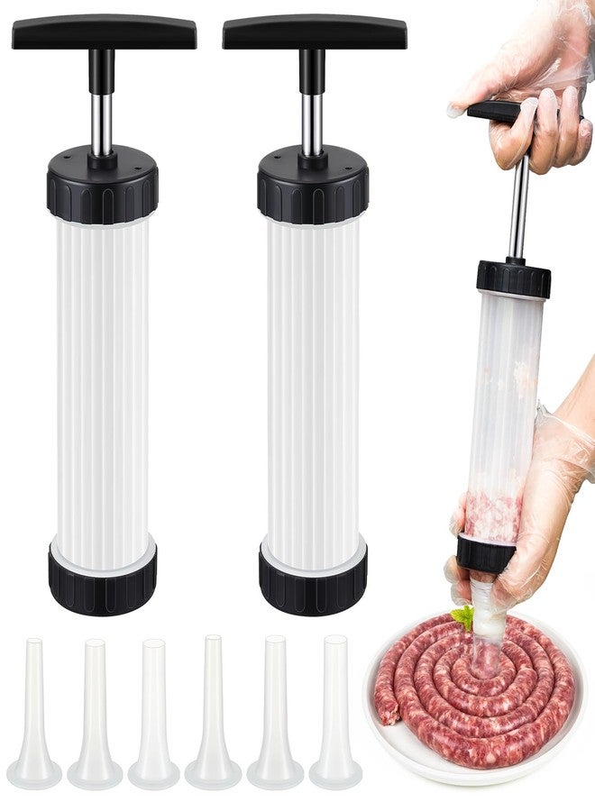 Threlaco 2 Set Sausage Stuffer, Plastic Meat Filler Funnel, Meat Stuffers Filler Sausage Press Filling Tools, Hot Dog Stuffer with 3 Size Filling Tubes for Holiday Christmas Household Use Camping Outdoor BBQ - Image 1