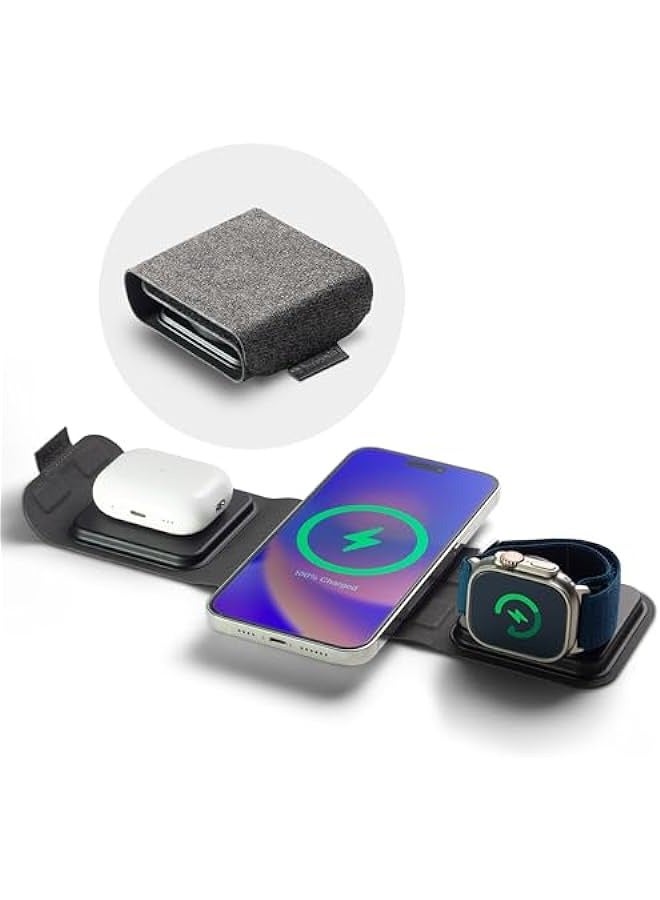 أنكوفو ثلاثة في واحد شاحن السفر مع Magsafe - شحن لاسلكي سريع على اي فون ، أبل ووتش ، والهواء بود ، متوافق مع اي فون 15 / 14 / 13 / 12 - Image 1