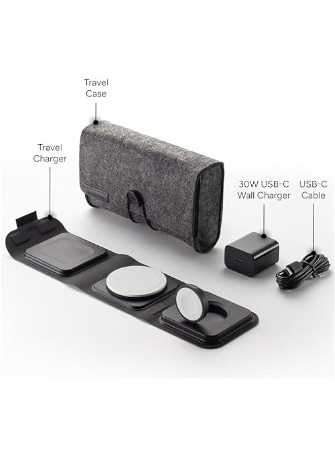 أنكوفو ثلاثة في واحد شاحن السفر مع Magsafe - شحن لاسلكي سريع على اي فون ، أبل ووتش ، والهواء بود ، متوافق مع اي فون 15 / 14 / 13 / 12 - Image 2