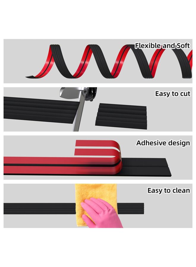 Wall Corner Protector, 20 Ft Inside Outside Self Adhesive Wall Corner Guard Edge Protector Flexible Vinyl Corner Moulding Trim Caulk Strip Countertop, Black - Image 3