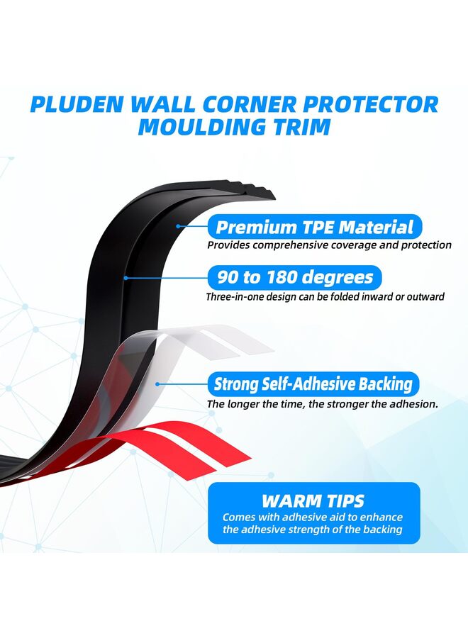 Wall Corner Protector, 20 Ft Inside Outside Self Adhesive Wall Corner Guard Edge Protector Flexible Vinyl Corner Moulding Trim Caulk Strip Countertop, Black - Image 2