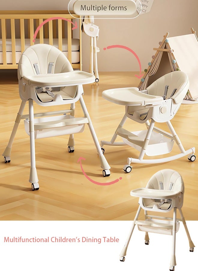 TAPIT Baby Seat Booster Baby High Chair Space Saver Toddler Booster Seat for Dining Table Indoor/Outdoor Use Camping Beach Lawn Compact Baby Seat with Straps & Carrying Bag (White) - Image 1