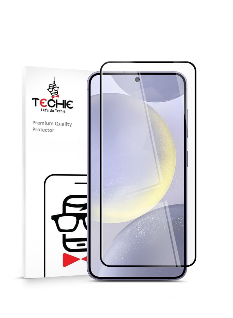 Techie Full Cover 10H Hardness HD Tempered Glass Screen Protector for Samsung Galaxy S24 Plus 2024 - Anti-Scratch, Anti-Fingerprint, and Bubbles Free Technology - Image 1