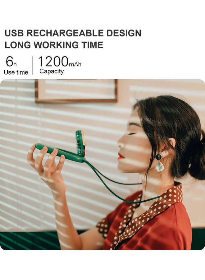 Loquat 180 Degree Foldable With Adjustable Lanyard Detachable Grid 3 Speeds Portable Hanging Neck Fan White/Silver 14.30x2.90x9.10cm - Image 2