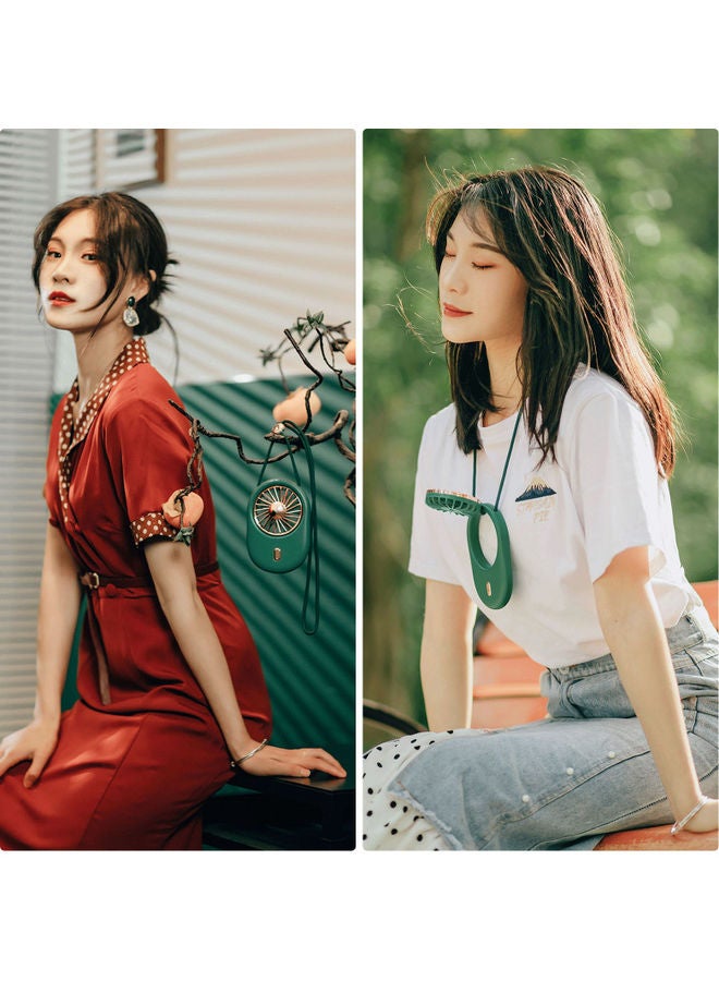 Loquat 180 Degree Foldable With Adjustable Lanyard Detachable Grid 3 Speeds Portable Hanging Neck Fan White/Silver 14.30x2.90x9.10cm - Image 3