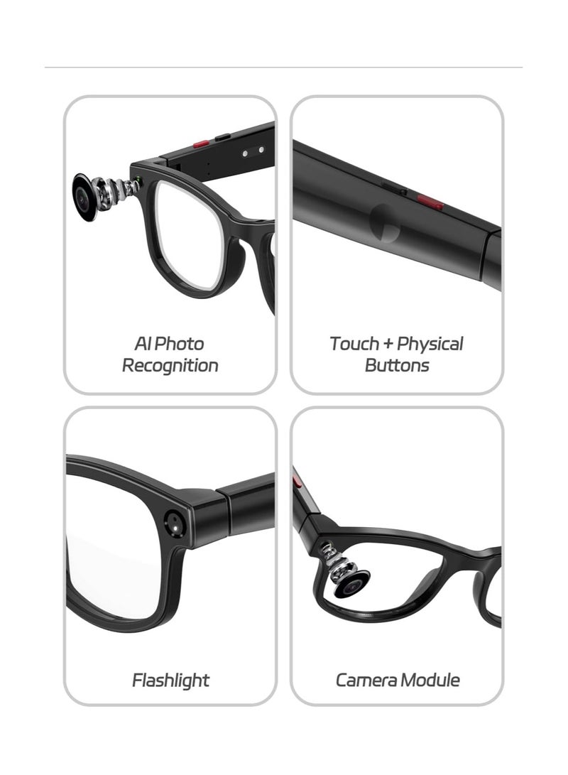 نظارات سكاي شاين AIMB-G1 الذكية المزودة بكاميرا | تسجيل فيديو مخفي بدقة 1080 بكسل، بلوتوث، واي فاي، ChatGPT، ترجمة فورية بالذكاء الاصطناعي، ومساعد صوتي | نظارات شمسية ذكية للرجال والنساء مزودة بخاصية حجب الضوء الأزرق وعدسات متدرجة مزدوجة - Image 2