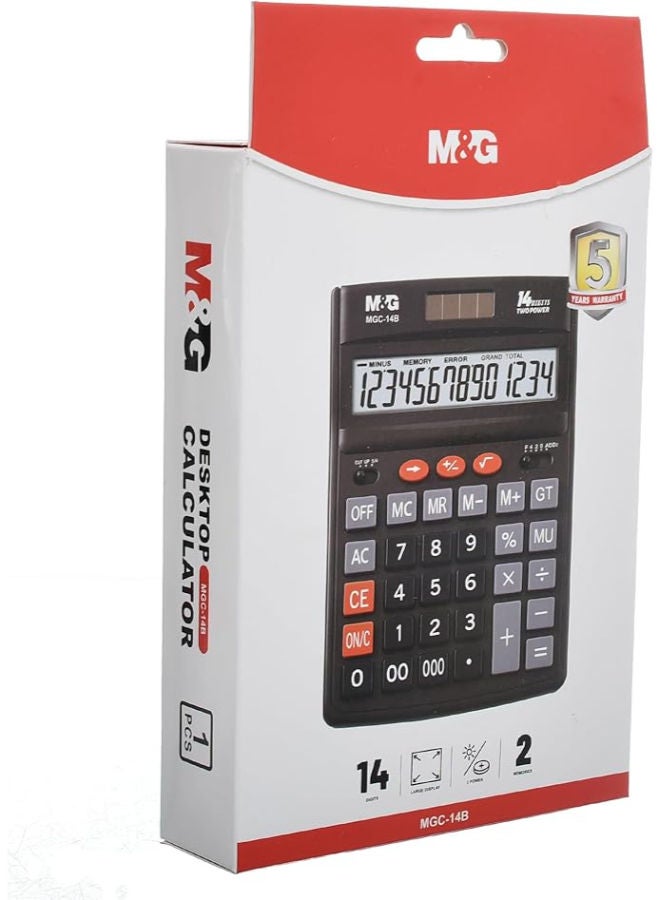 ام اند جي آلة حاسبة بشاشة كبيرة، 14 رقمًا واضحة، طاقة مزدوجة، سهلة القراءة - Image 3