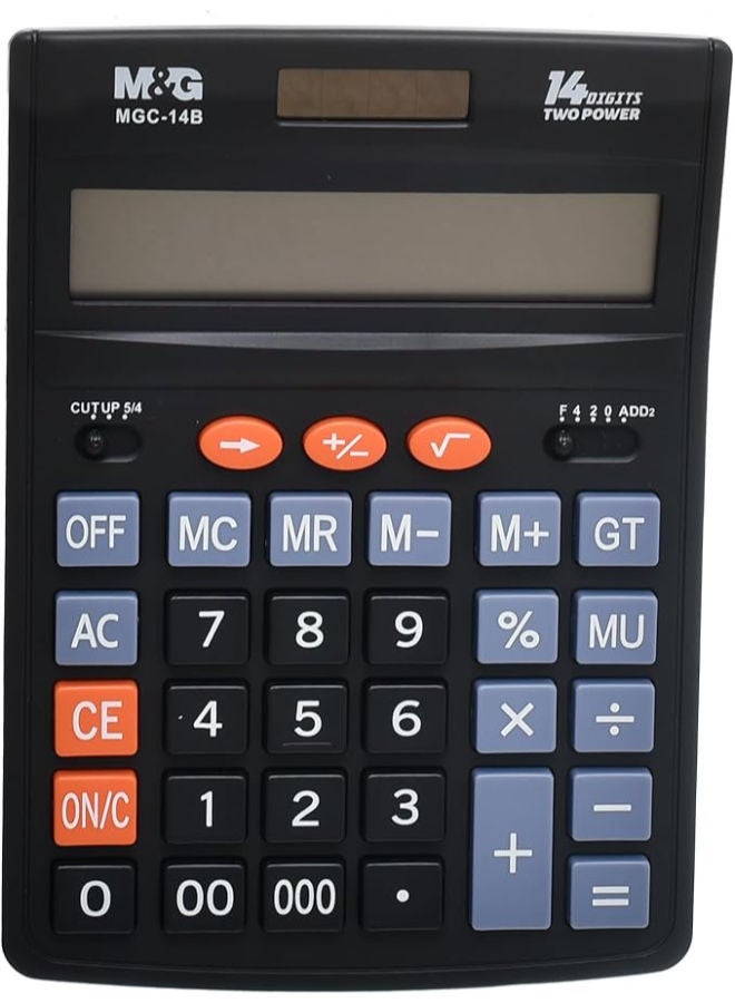 ام اند جي آلة حاسبة بشاشة كبيرة، 14 رقمًا واضحة، طاقة مزدوجة، سهلة القراءة - Image 1