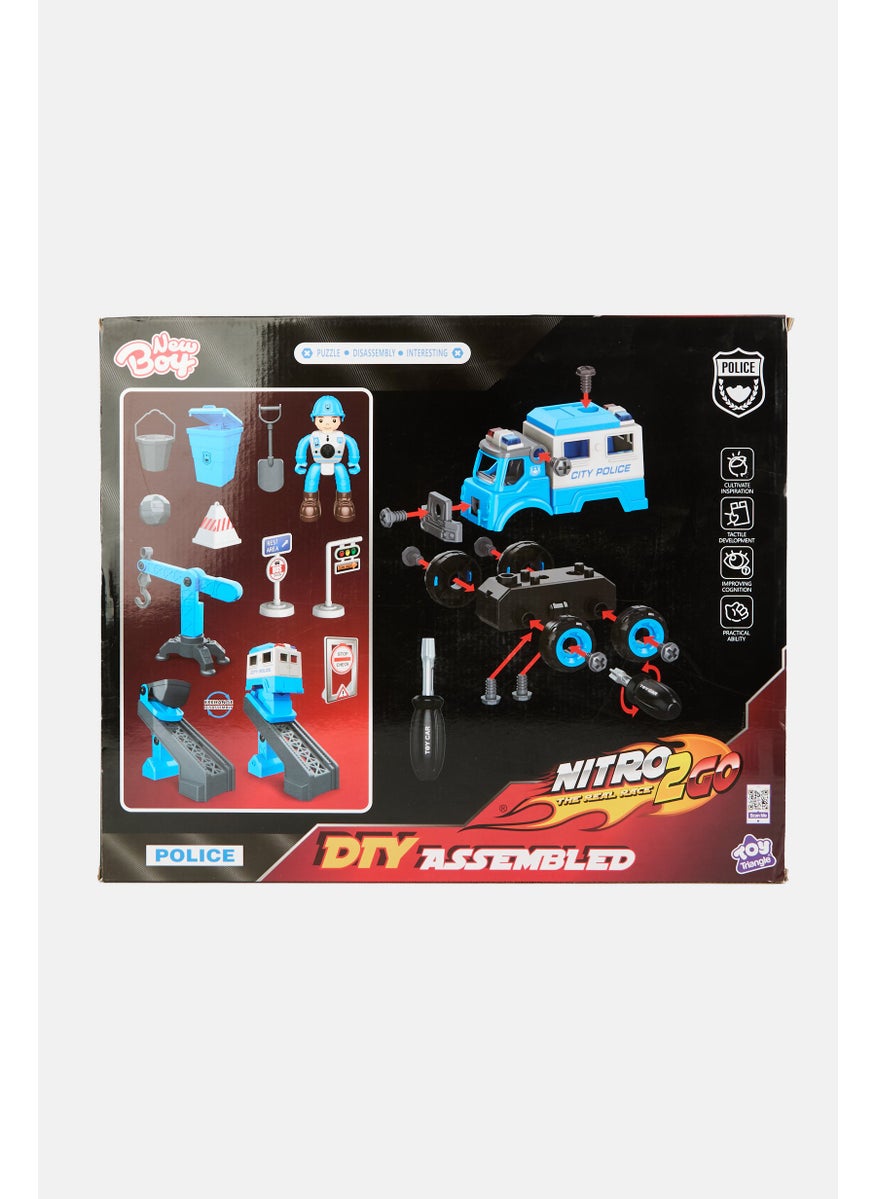 New Boy Assembling Car Set Police 24 Pcs, Blue  - Image 2