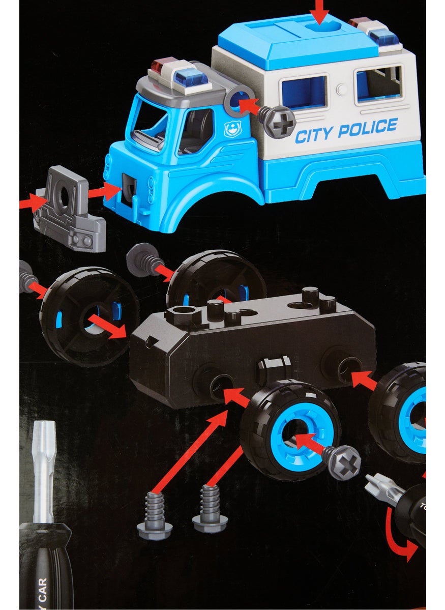 New Boy Assembling Car Set Police 24 Pcs, Blue  - Image 4
