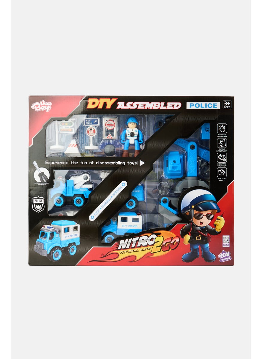 New Boy Assembling Car Set Police 24 Pcs, Blue  - Image 1