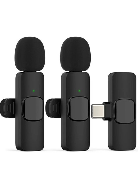 Wireless Microphone for iPhone iPad- Plug-Play Wireless Lavalier Mic with 2 Microphone for Phone Video Recording- Interview- Vlog- Auto Sync and Noise Reduction- 2.4G