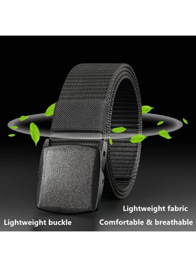 5-Packs Canvas Belt Web Fabric Casual Belt with Double D-Ring for Men - Adjustable No-Hole Design 1.5 Inch Width (5 Colors) - Image 2