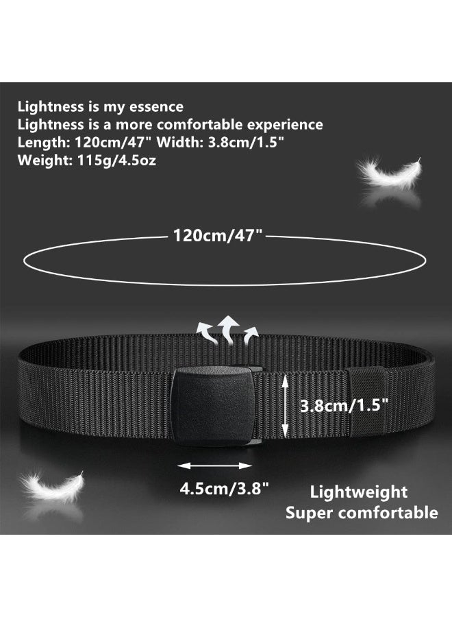5-Packs Canvas Belt Web Fabric Casual Belt with Double D-Ring for Men - Adjustable No-Hole Design 1.5 Inch Width (5 Colors) - Image 4
