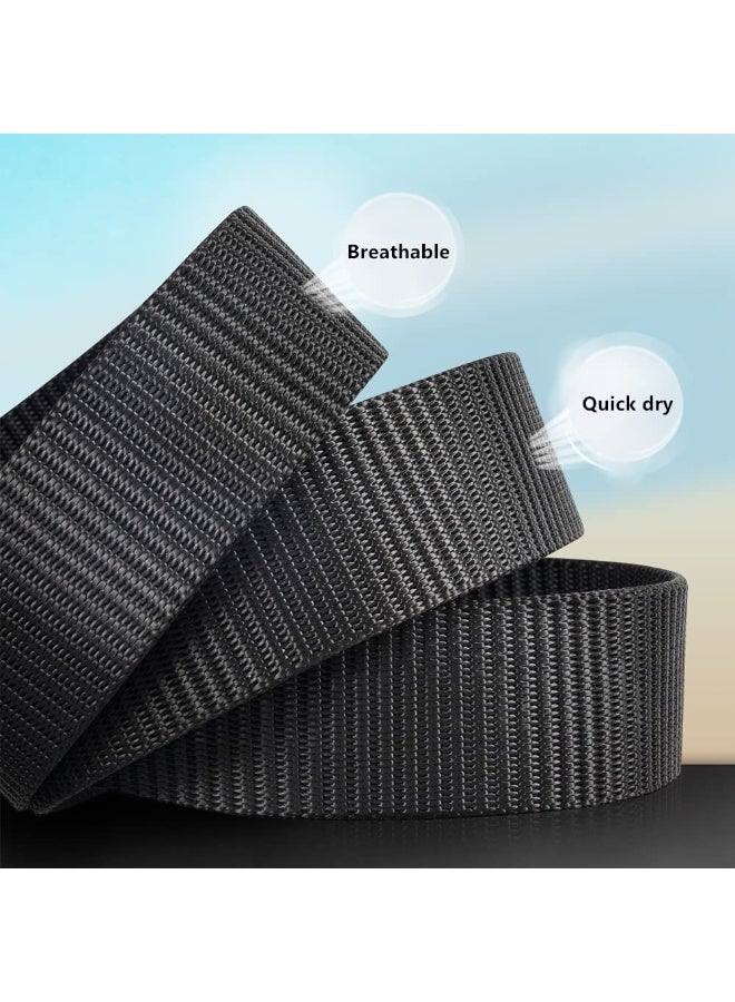 5-Packs Canvas Belt Web Fabric Casual Belt with Double D-Ring for Men - Adjustable No-Hole Design 1.5 Inch Width (5 Colors) - Image 5