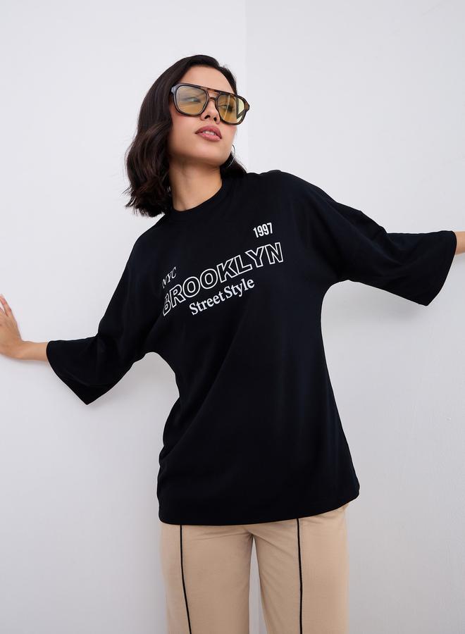 ستايلي تيشيرت فضفاض بطبعة بروكلين - Image 5