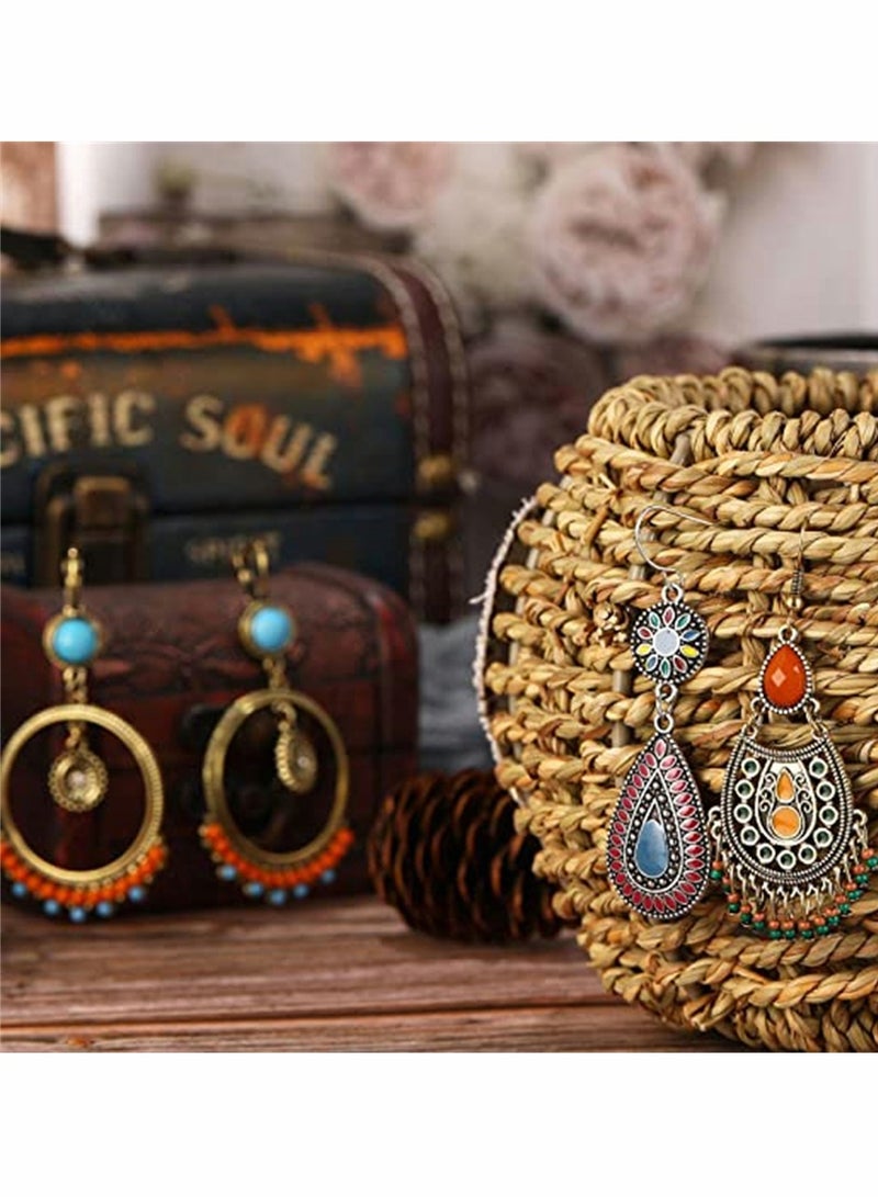 KASTWAVE 8 Pairs Fashion Hollow Drop Dangle Earrings Set for Women and Girls Bohemian National Style Eardrop with Bronze Waterdrop Leaf Feather Shaped Hypoallergenic Vintage Jewelry for Birthday Gifts - Image 5