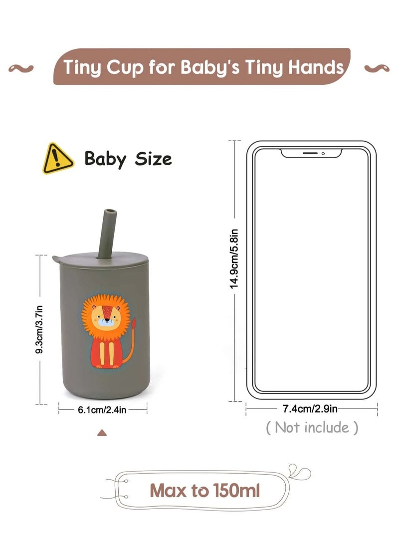 Bebiland Anti-Fall Non-Slip Silicone Baby Trainer Sippy Cup With lovely Lion Pattern, 150 ML  - Image 2