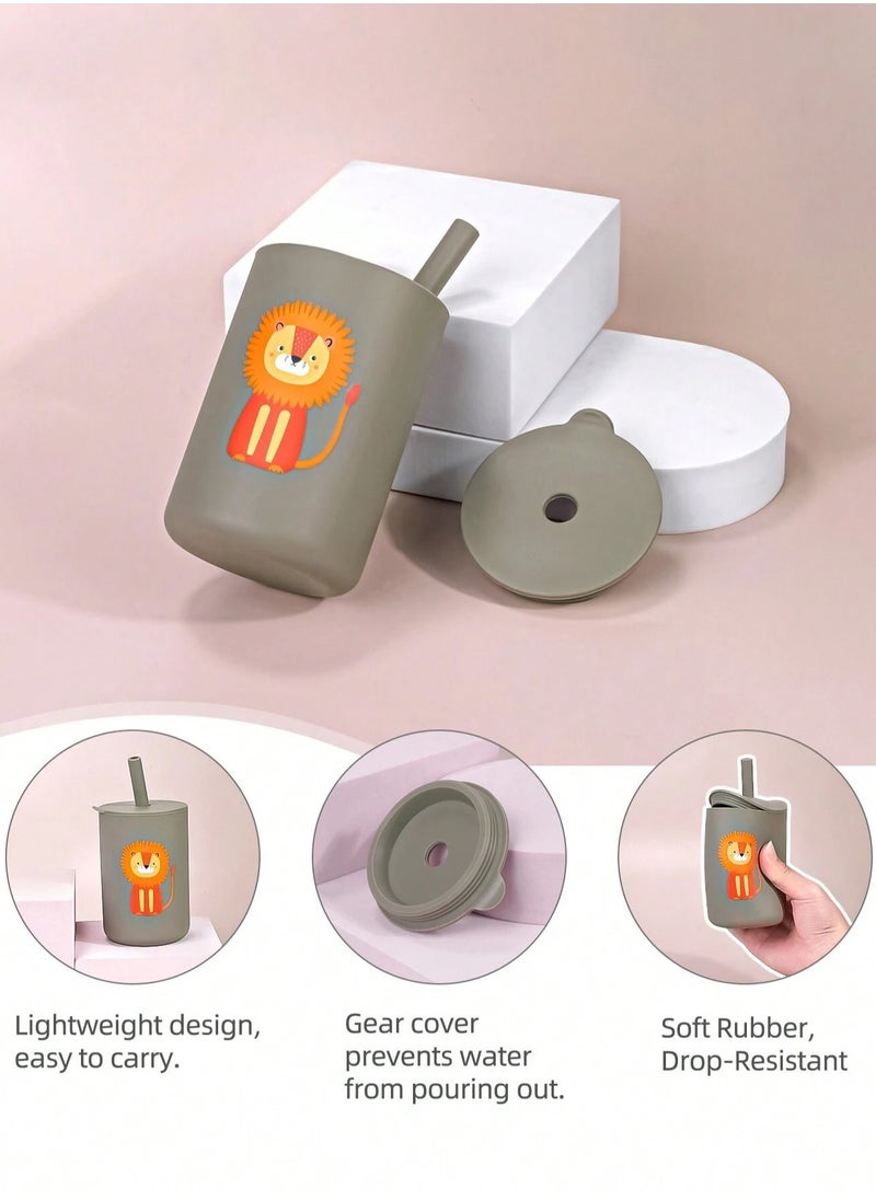 Bebiland Anti-Fall Non-Slip Silicone Baby Trainer Sippy Cup With lovely Lion Pattern, 150 ML  - Image 4