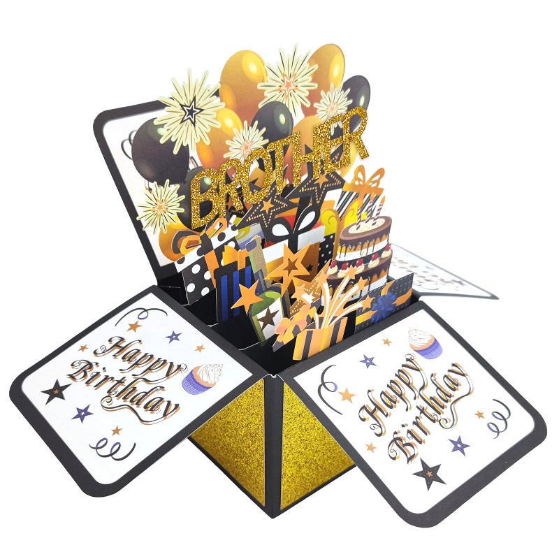 Asmallgf Funny Birthday Popup Card for Brother, Cool Bro Birthday Gifts from Sister, Happy Brother Bday Decorations - Image 1