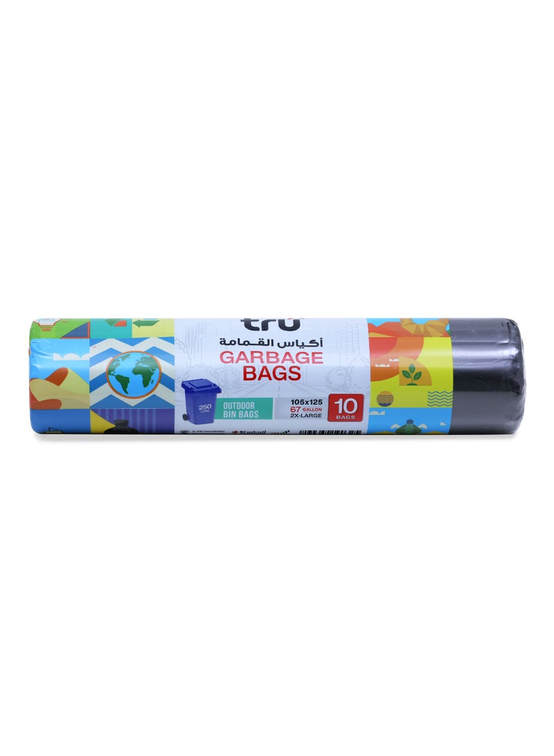 Tru Pack of 3 - Garbage Bags Compact Roll Black 67 Gallon XX-Large (Outdoor bin bags), 105x125cm, 10 Bags x 3 black - Image 2