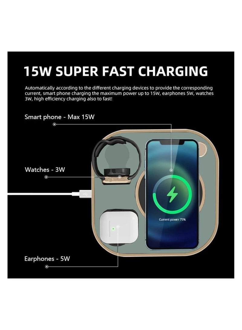 Y&D 4-in-1 Fast Wireless Charging Station with Desk Lamp 15W Stand Compatible All iPhone8/9/X/11/12/13/pro/max Series Huawei/Samsung/Xiaomi Apple Watch earphone - Image 3