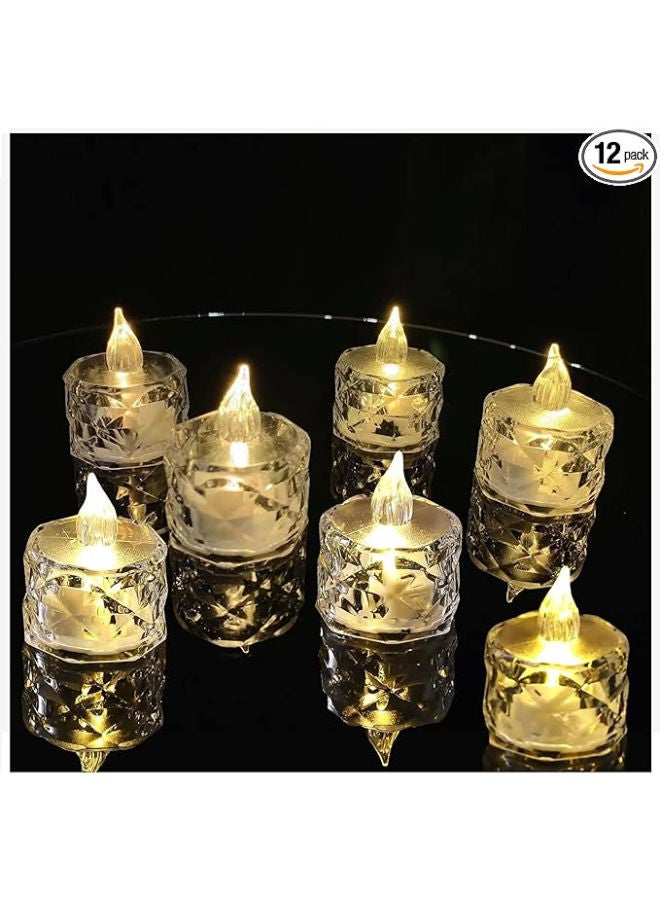 12pack LED Crystal Candle Light Table Centrepiece Flameless Candles - Image 1