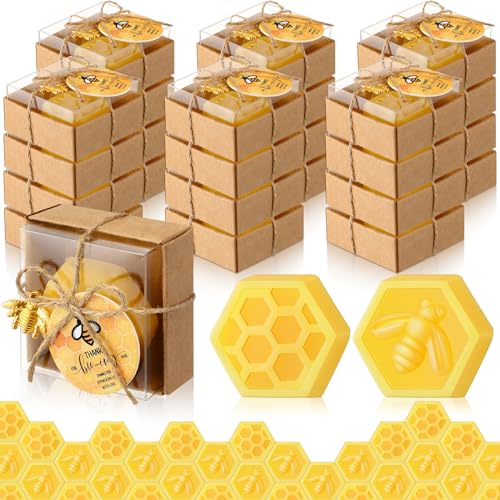 Dimsile 24 Set Baby Shower Bee Party Favors Honeycomb Bee Soap Handmade Scent Soaps with Gift Box Thank You Cards cute Charms for Guest Gender Reveal Keepsake Wedding gifts Decorations Solid - Image 1