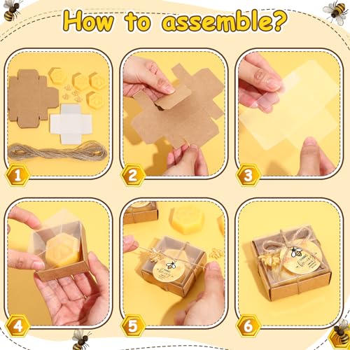 Dimsile 24 Set Baby Shower Bee Party Favors Honeycomb Bee Soap Handmade Scent Soaps with Gift Box Thank You Cards cute Charms for Guest Gender Reveal Keepsake Wedding gifts Decorations Solid - Image 3