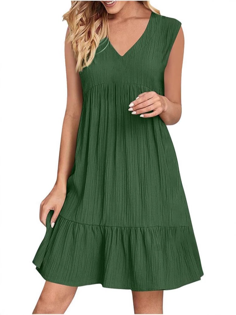 2025 Sleeveless V-Neck Niche Design Line Dress Women'S Summer Fashion Casual Elegant Dress - Image 3