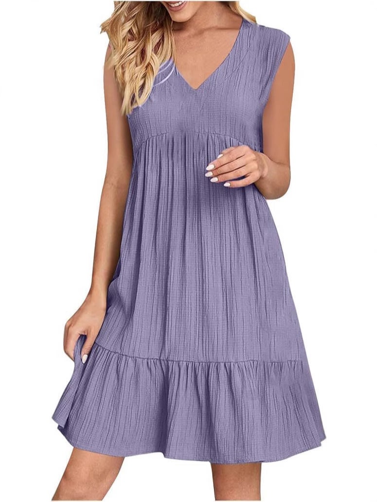 2025 Sleeveless V-Neck Niche Design Line Dress Women'S Summer Fashion Casual Elegant Dress - Image 4