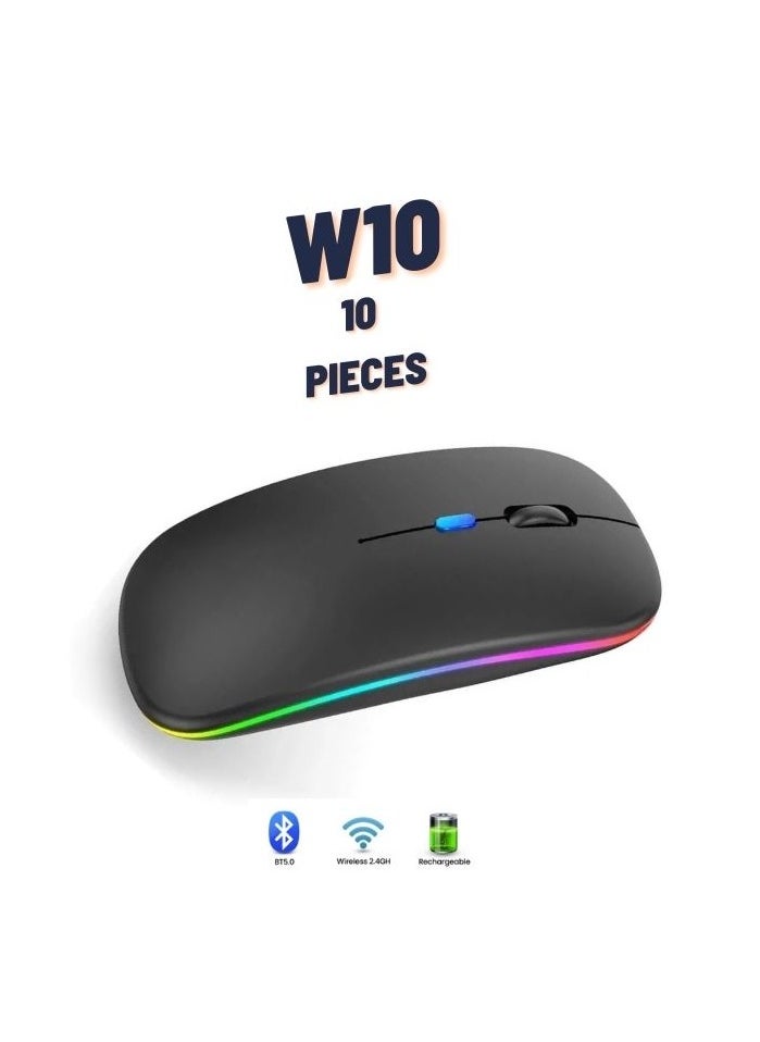 Generic - Wireless Computer Mouse W10 Rechargeable Slim Silent Multicolour 10 pieces - Image 1