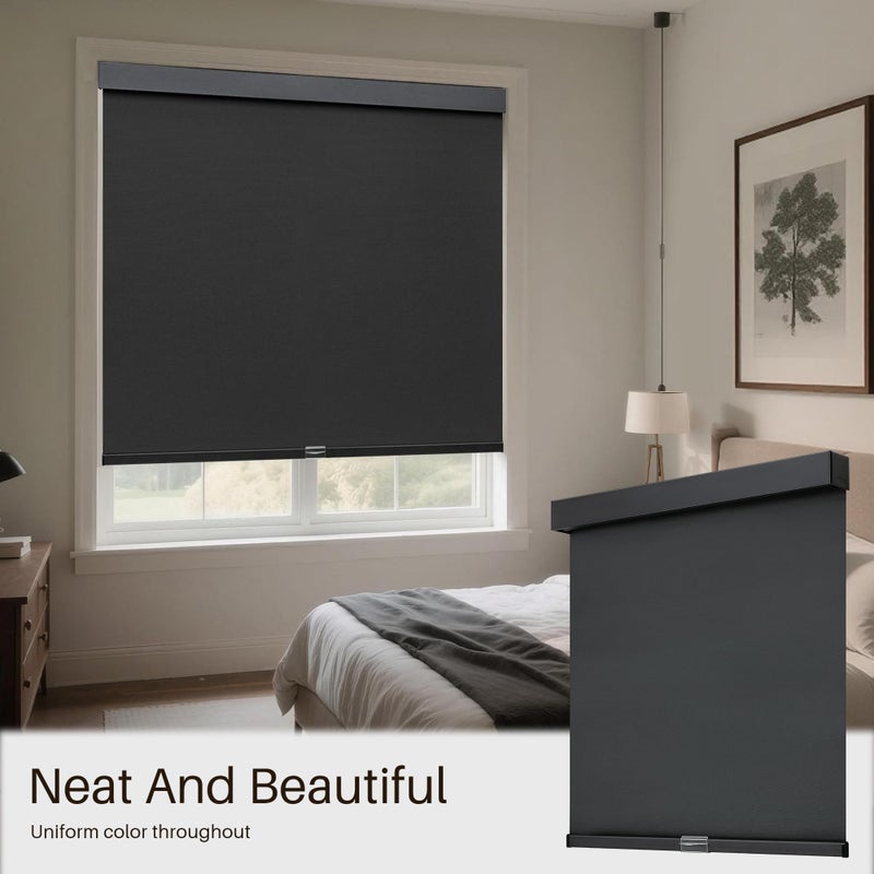 JaeJaes Cordless Blackout Roller Shades,Pull Down Free-Stop Window Roller Shades,Thermal Insulated Fabric,UV Protection,Blinds for Bedroom and Office (Black, 23" W x 72" H) - Image 3