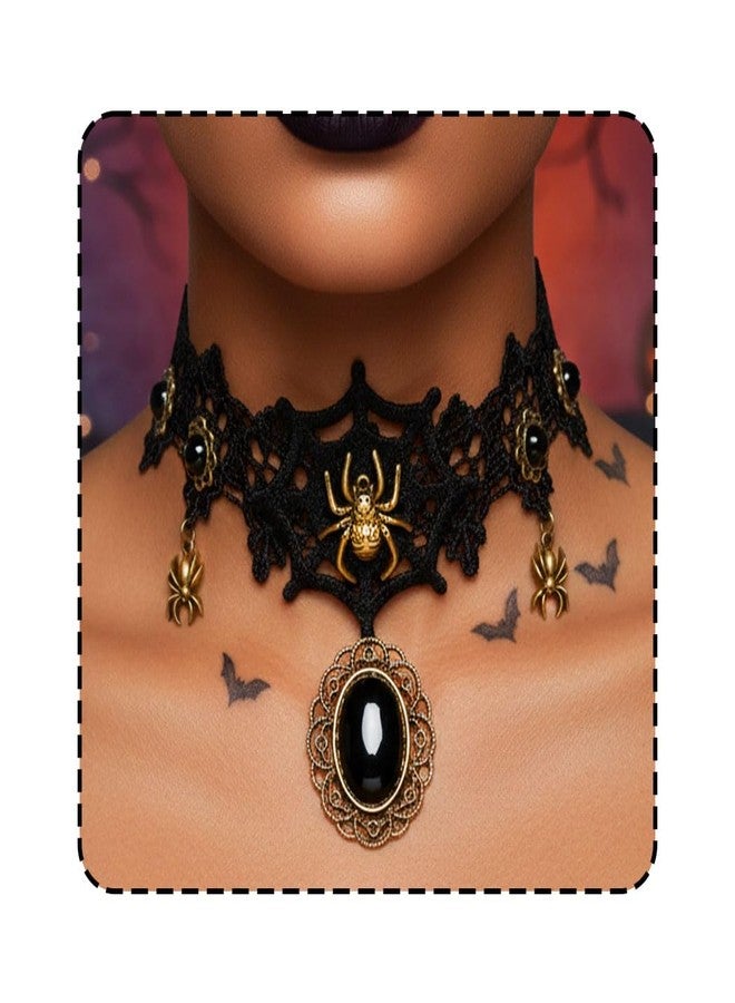 CLOACE Black Choker Necklace Gothic Spiders Necklaces Halloween Costume Jewelry for Women(Spiders) - Image 1