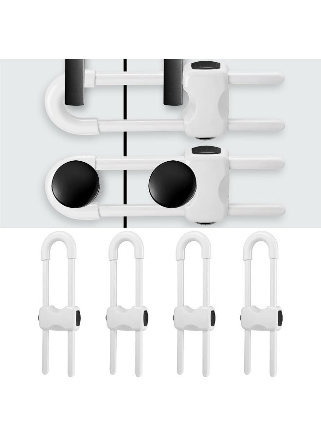 HFATMOS U-Shaped Baby Safe Locks - Sliding Cabinet Locks, Adjustable U-Shaped Latches for Drawers, Refrigerator, Cabinet, Closet, Kitchen, Bathroom (8 Pcs) - Image 1