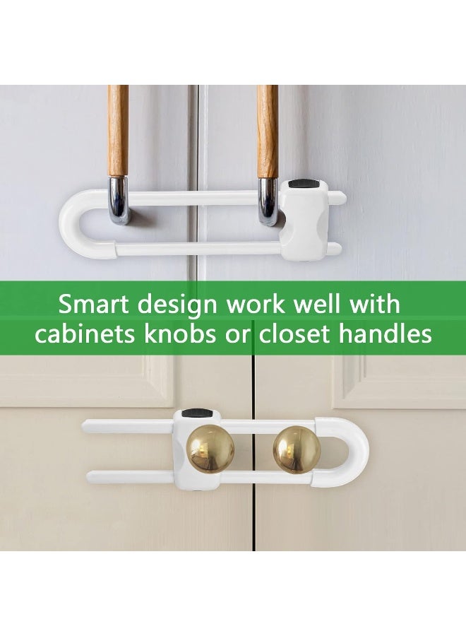 HFATMOS U-Shaped Baby Safe Locks - Sliding Cabinet Locks, Adjustable U-Shaped Latches for Drawers, Refrigerator, Cabinet, Closet, Kitchen, Bathroom (8 Pcs) - Image 3