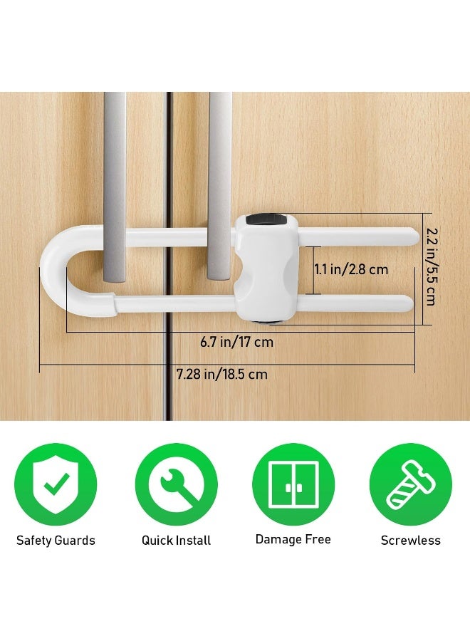 HFATMOS U-Shaped Baby Safe Locks - Sliding Cabinet Locks, Adjustable U-Shaped Latches for Drawers, Refrigerator, Cabinet, Closet, Kitchen, Bathroom (8 Pcs) - Image 2