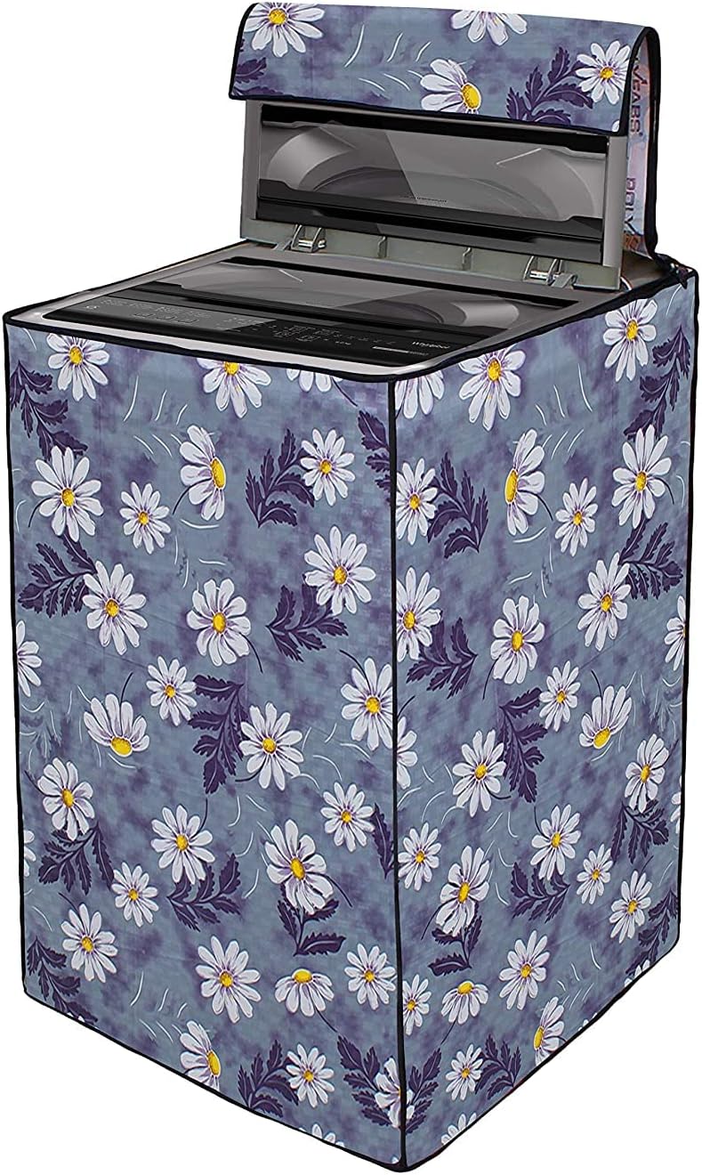 Wings Star Polyester Lg Top Load Washing Machine Cover For 6Kg,6.2Kg,6.5Kg,7Kg (58 X 58 X 88 Cm)|Waterproof&Dust-Proof Top Loading Fully Automatic Washing Machine Cover For Lg,Kum10 Floral Pattern - Image 1