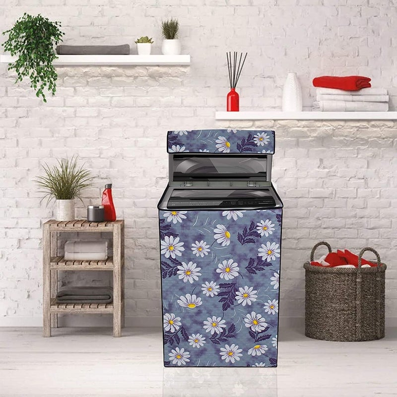 Wings Star Polyester Lg Top Load Washing Machine Cover For 6Kg,6.2Kg,6.5Kg,7Kg (58 X 58 X 88 Cm)|Waterproof&Dust-Proof Top Loading Fully Automatic Washing Machine Cover For Lg,Kum10 Floral Pattern - Image 3