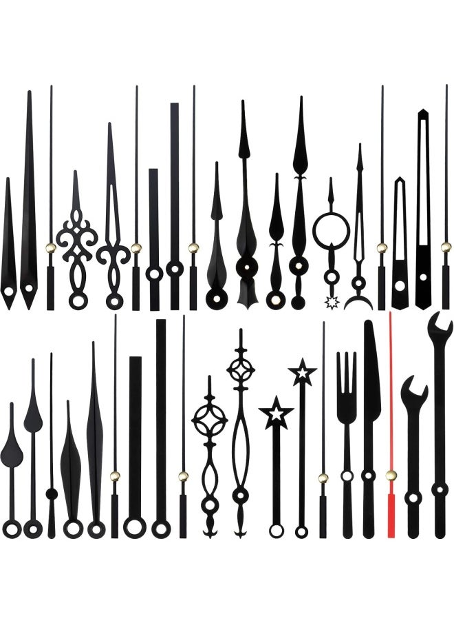 Mudder 14 Styles Clock Movement Mechanism, Non-Ticking Hands, Clock Hands Made Of Aluminum, Diy Repair Parts Replacement For Clock Repair, 14 Kinds Of Size, Black  - Image 1
