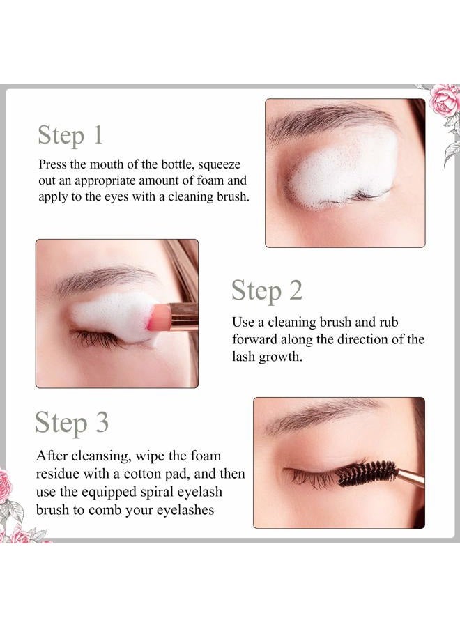 Breylee Eyelash Cleanser, Shampoo Foam & Brushes Eyelid Cleanser for Makeup Remover Paraben & Sulfate Free for Salon and Home Use(60ml, 2 fl oz) - Image 3