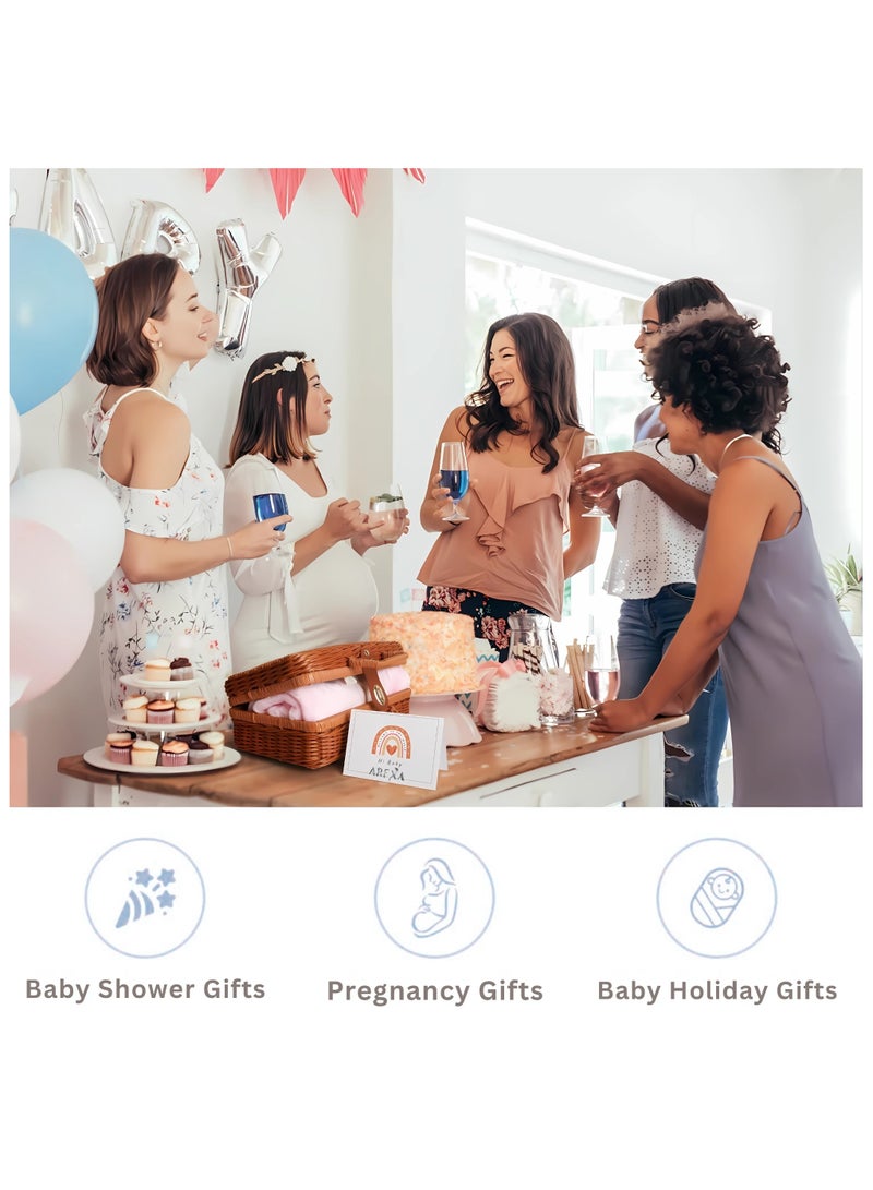 أريكسا سلة هدايا للأطفال حديثي الولادة - مجموعة هدايا للأطفال حديثي الولادة مع بطانية ناعمة، خشخيشة، جوارب ودمية قطيفة - هدية مثالية لحفل استقبال المولود للأمهات الحوامل والفتيات حديثات الولادة (وردي) - Image 2