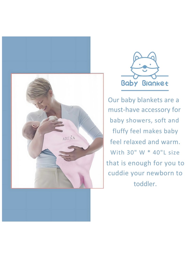 أريكسا سلة هدايا للأطفال حديثي الولادة - مجموعة هدايا للأطفال حديثي الولادة مع بطانية ناعمة، خشخيشة، جوارب ودمية قطيفة - هدية مثالية لحفل استقبال المولود للأمهات الحوامل والفتيات حديثات الولادة (وردي) - Image 3