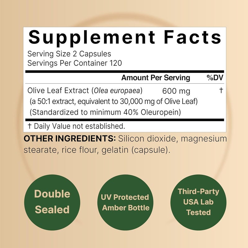 NatureBell Olive Leaf Extract 30000mg 240 Capsules  40 Active Oleuropein 501 Herbal Equivalent  Rich in Polyphenol  Flavonoid Antioxidants for Immune  Heart Health  NonGMO - Image 2