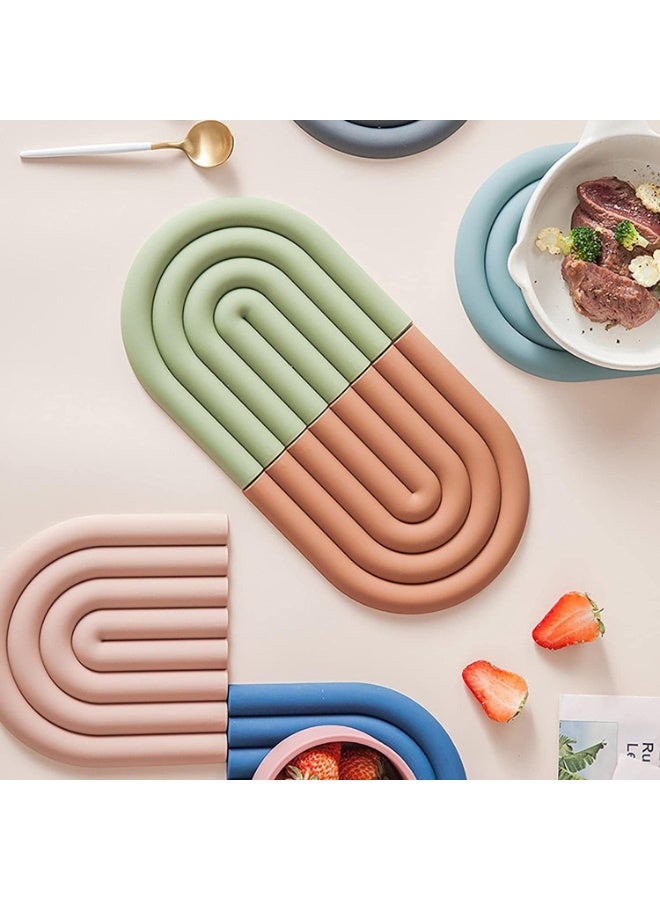 Silicone Trivets for Hot Pots and Pans - Stylish and Colorful Pot Holders, Heat Resistant Mats for Countertop, Hot Pads, Modern Multi-Purpose Trivet Mat, Coasters (Muted Pink, Set of 2) - Image 5