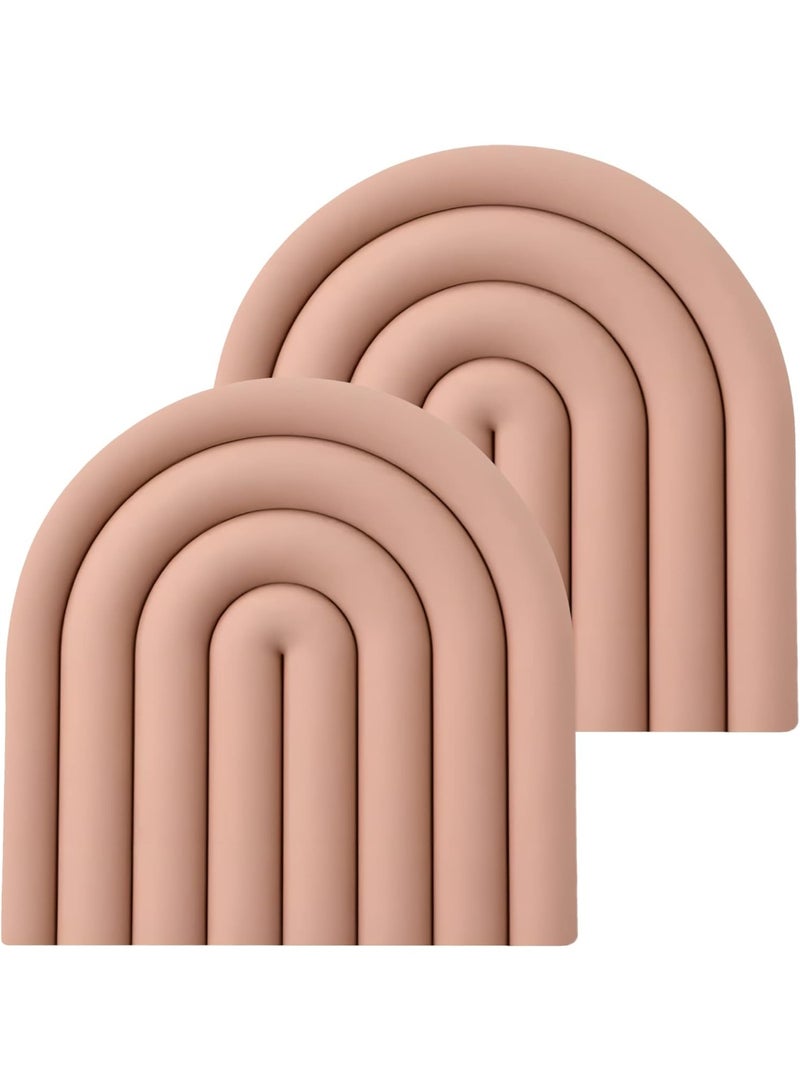 Silicone Trivets for Hot Pots and Pans - Stylish and Colorful Pot Holders, Heat Resistant Mats for Countertop, Hot Pads, Modern Multi-Purpose Trivet Mat, Coasters (Muted Pink, Set of 2) - Image 1